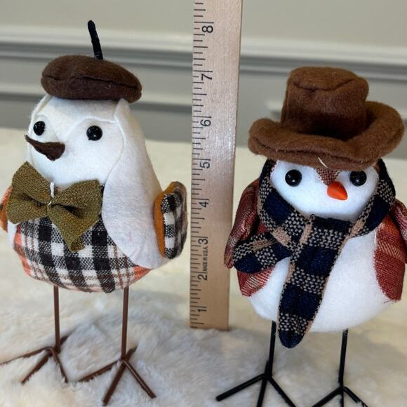 Fall Autumn Fabric Birds Plaid‎ Decor Set of 2 - Picture 8 of 10